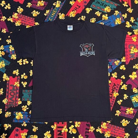Buck Wear ‘The Bass Fell Off!’ Front & Back Black Graphic Tee Shirt / Size M - Picture 1 of 5
